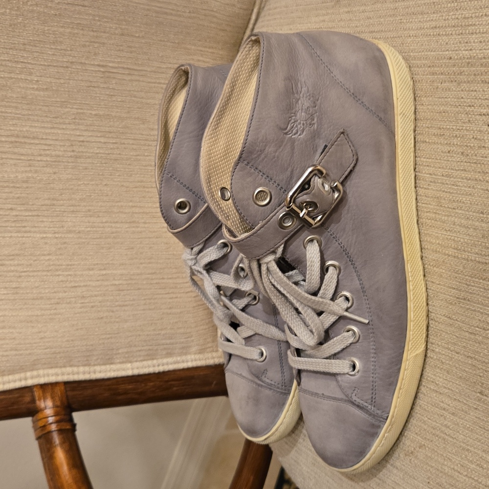 Paul Green Gray Leather High Top Sneakers